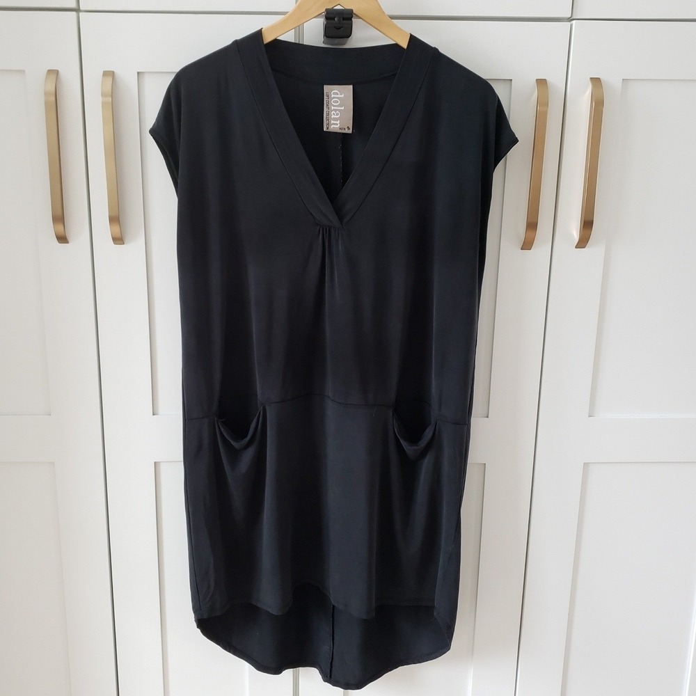 Anthropologie Dress Womens M Petite Black Dolan Left Coast Collection Shirt Slip